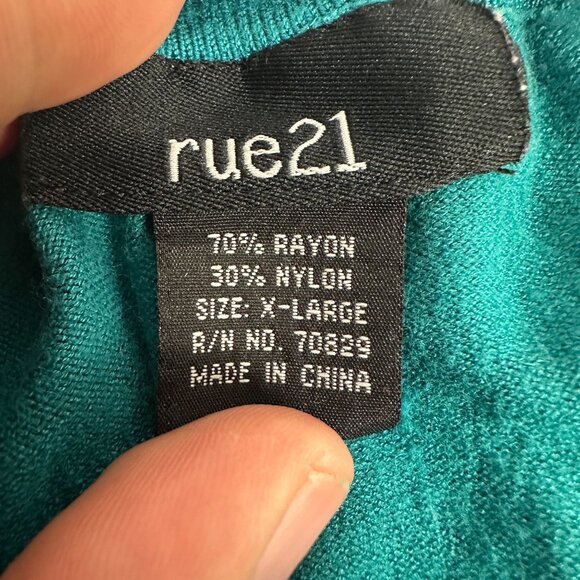 Rue21 Womens Teal Sleeveless Knit Wrap Top Size X-Large Rayon/Nylon - Picture 3 of 4